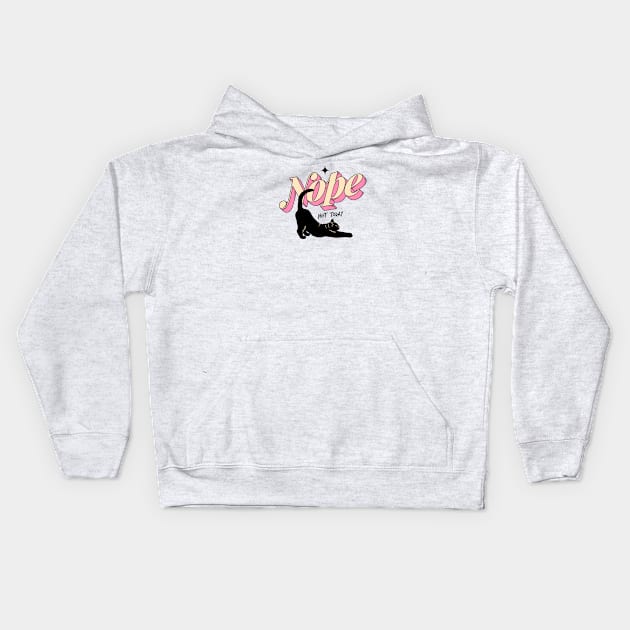 Monday Nope Black Cat in pink Kids Hoodie by The Charcoal Cat Co.